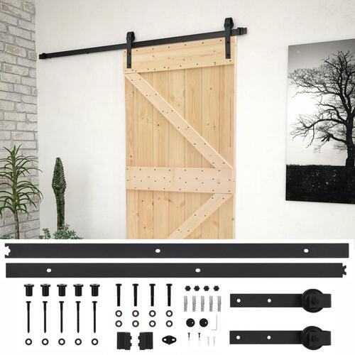 Skydedør med monteringssæt 100x210 cm massivt fyrretræ