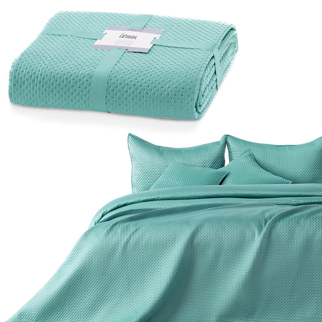 Sengetæppe - AmeliaHome Carmen, mintgrøn satin, 170×270 billede