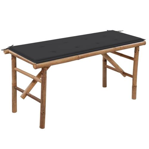 Foldbar havebænk med hynde 118 cm bambus