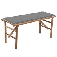Foldbar havebænk med hynde 118 cm bambus