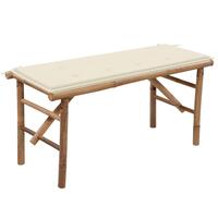Foldbar havebænk med hynde 118 cm bambus