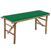 Foldbar havebænk med hynde 118 cm bambus