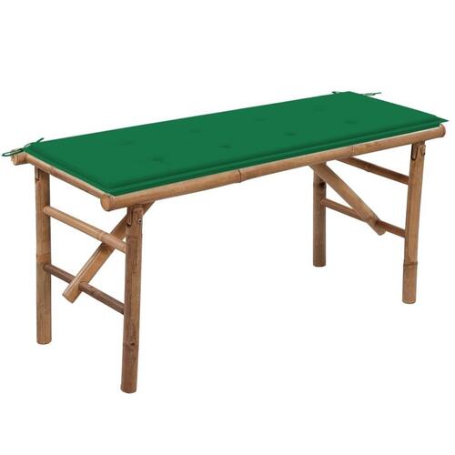 Foldbar havebænk med hynde 118 cm bambus