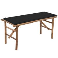 Foldbar havebænk med hynde 118 cm bambus