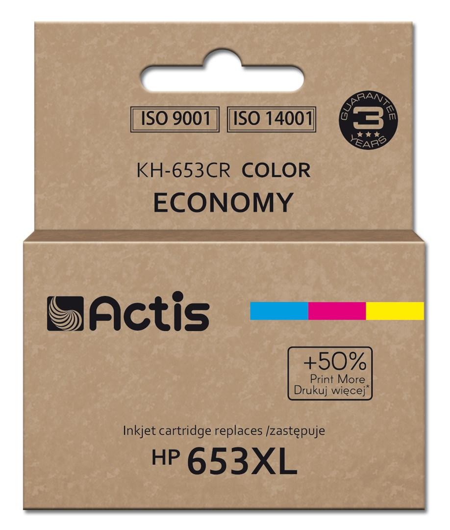 Blækpatron til HP – Actis KH-653CR, 653XL farve, Premium, 18 ml, ca. 300 sider billede