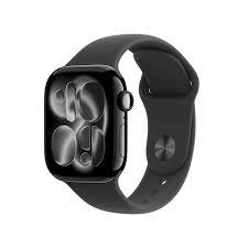 Smartwatch Apple Watch Series 11 GPS 42 mm Jet Black aluminium med Sort Sport Band - S/M billede