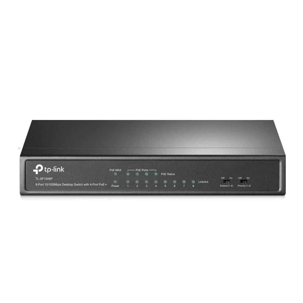 Netværksswitch TP-Link 8-port 10/100 Mbps desktop med PoE (4 porte) billede