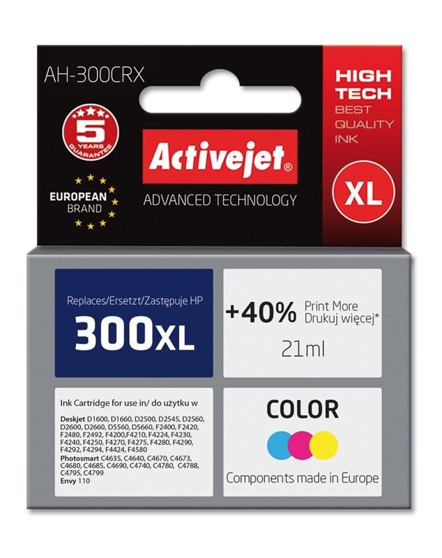 Blækpatron til HP 300XL – Activejet Premium, farve, 21 ml billede