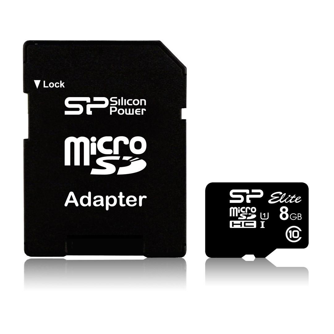 MicroSDHC hukommelseskort 8 GB - Silicon Power Elite UHS‑I Class 10 billede