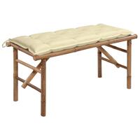 Foldbar havebænk med hynde 118 cm bambus
