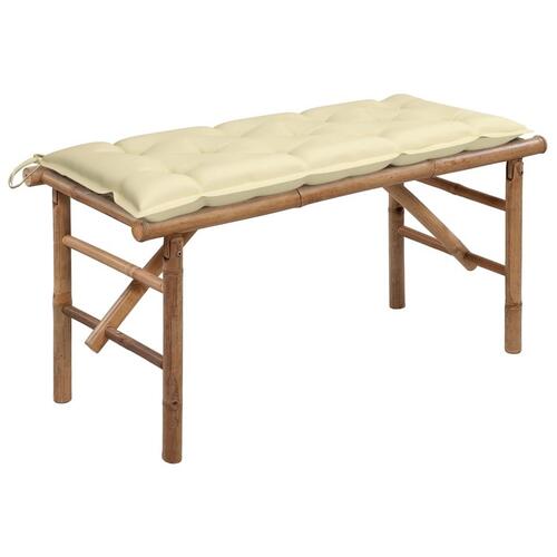 Foldbar havebænk med hynde 118 cm bambus