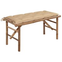 Foldbar havebænk med hynde 118 cm bambus