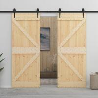 Skydedør med monteringssæt 100x210 cm massivt fyrretræ
