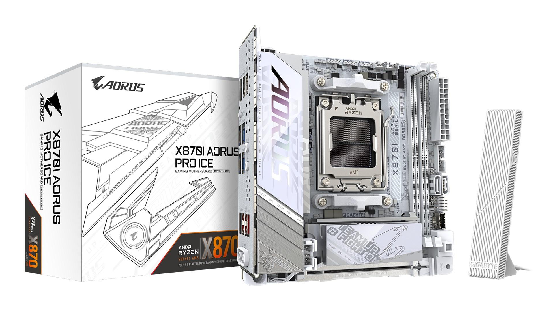 Bundkort Gigabyte X870I Aorus Pro Ice - AM5, Wi‑Fi 7, USB4