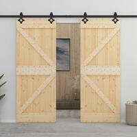 Skydedør med monteringssæt 100x210 cm massivt fyrretræ