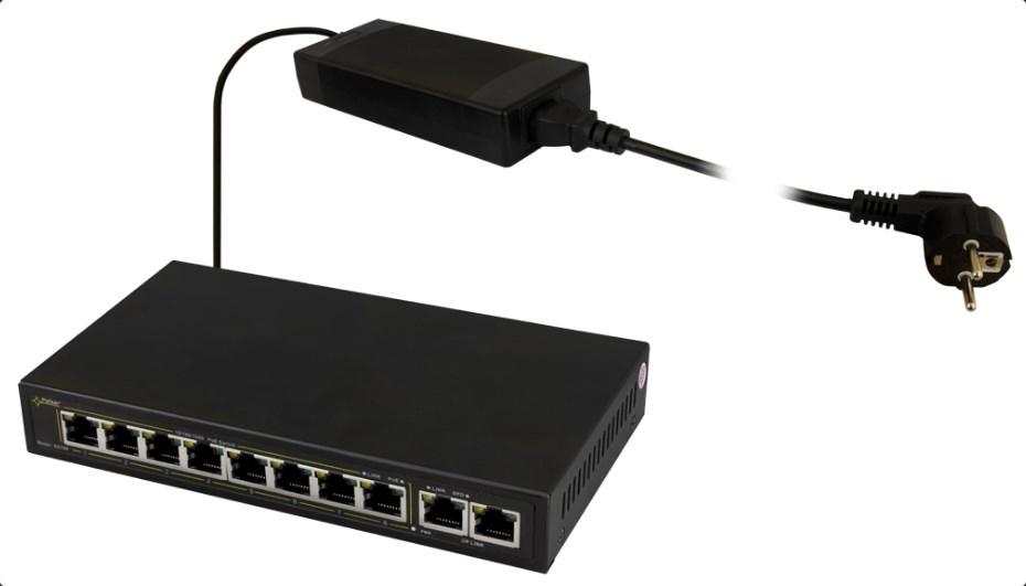 Netværksswitch Gigabit med PoE – PULSAR SG108, sort billede