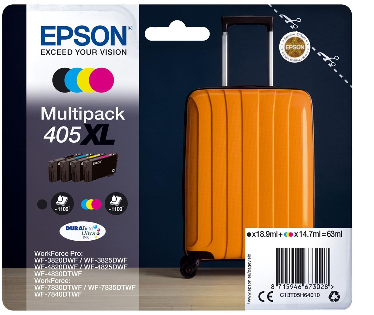 Epson 405XL Multipack - 4 pakker - XL - sort, gul, cyan, magenta - original - blækpatron - for WorkForce WF-7310, 7830, 7835, 7840 WorkForce Pro WF-3820, 3825, 4820, 4825, 4830, 7840
