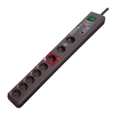 Stikdåse med overspændingsbeskyttelse Secure-Tec - 8 udtag, 3 m, antracit