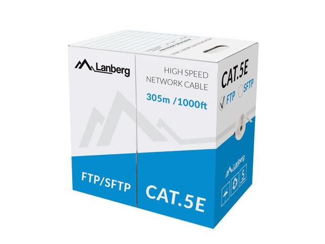 Netværkskabel CAT 5e FTP 305 m – Lanberg, grå, kobber billede