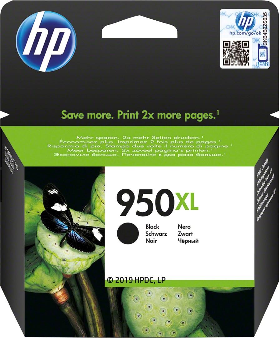 Blækpatron HP 950XL sort - høj kapacitet (original)