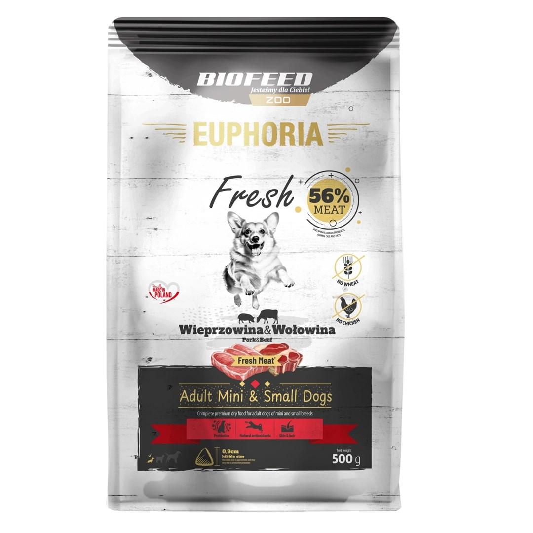 Hundefoder tørfoder BIOFEED Euphoria Fresh Adult svinekød & oksekød XS/S – 500 g billede