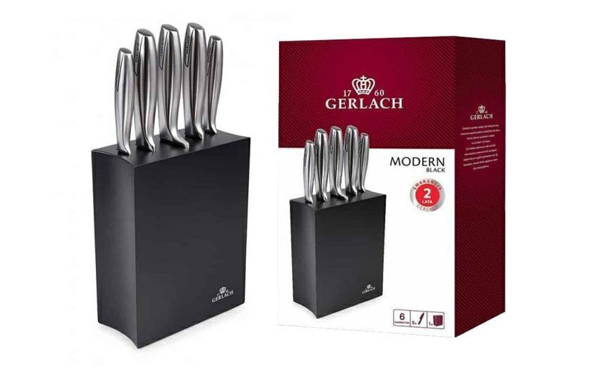 Knivsæt med blok - GERLACH Modern Black, 5 dele billede
