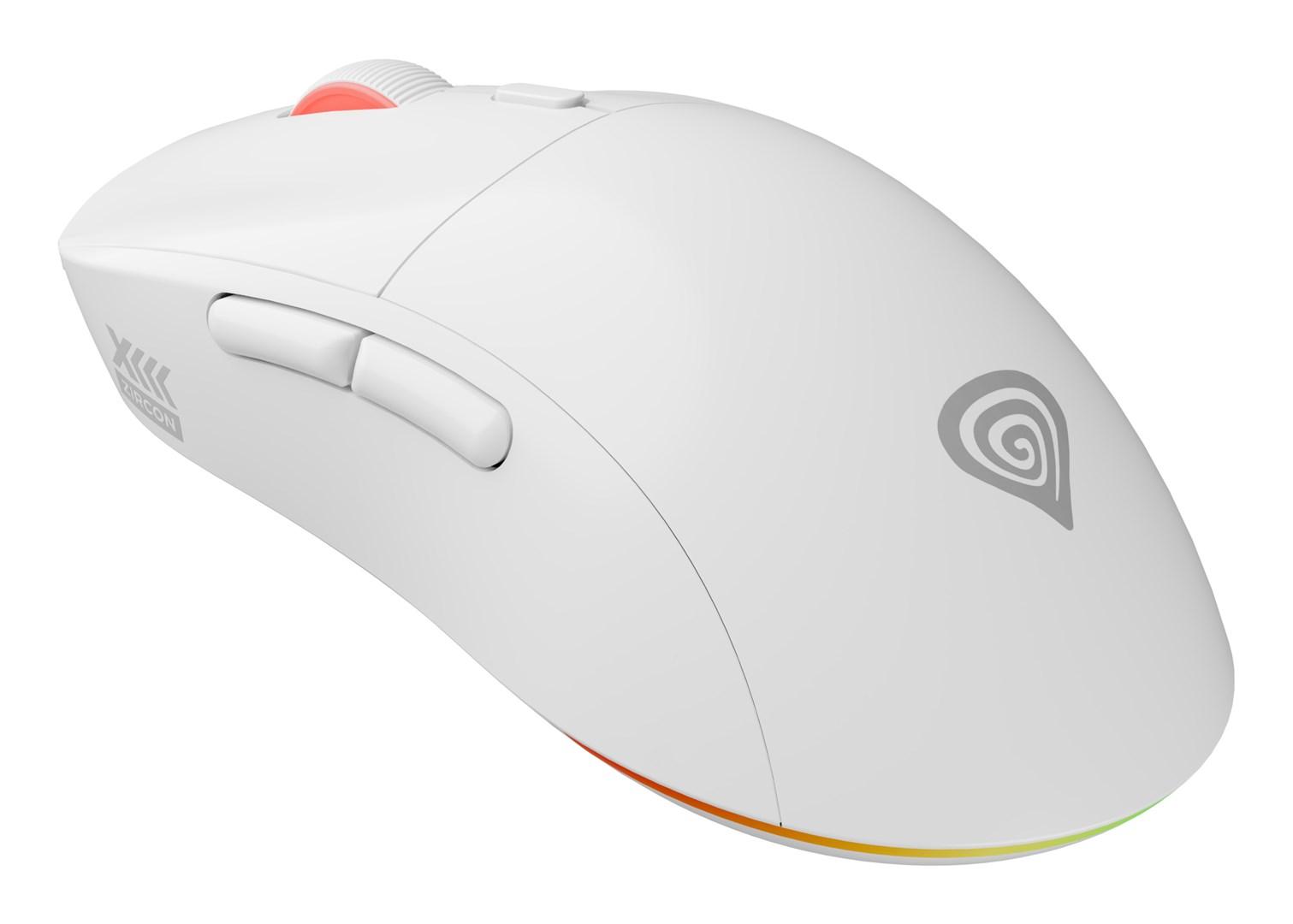 Gaming mus GENESIS Zircon XIII - trådløs RF + USB-C, optisk, 26.000 DPI, hvid billede