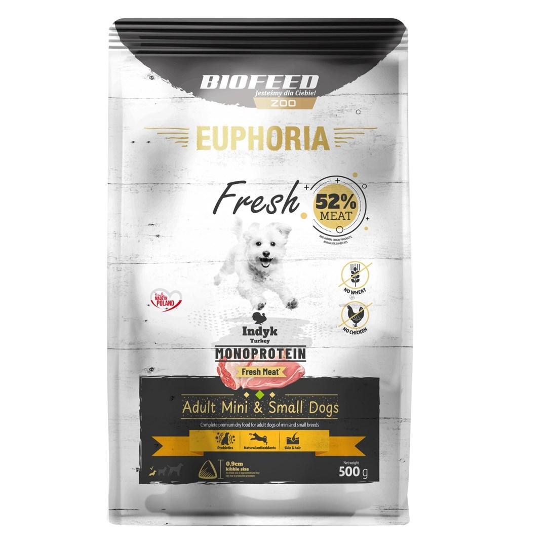 Hundefoder BIOFEED Euphoria Fresh Adult Monoprotein Kalkun XS/S – tørfoder 500 g billede