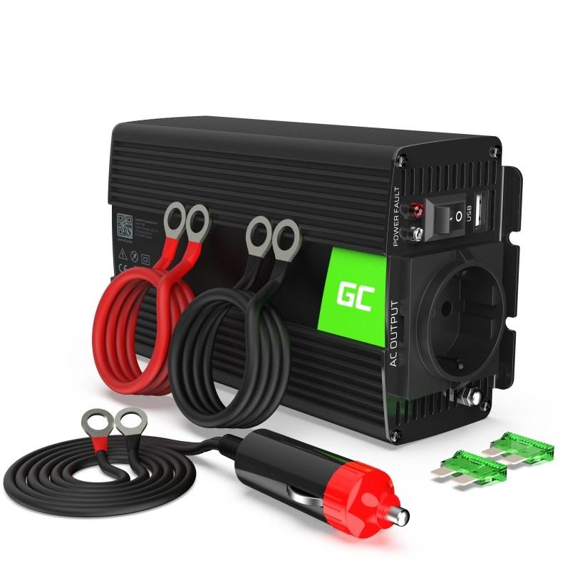 Strømomformer bil 24 V til 230 V - Green Cell 300 W, sort billede
