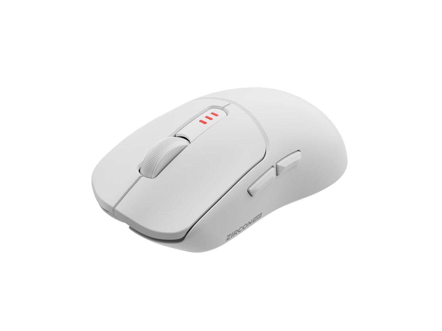 Gaming mus GENESIS Zircon 500 – højrehåndet, trådløs RF/Bluetooth + USB-C, optisk 10.000 DPI (hvid) billede