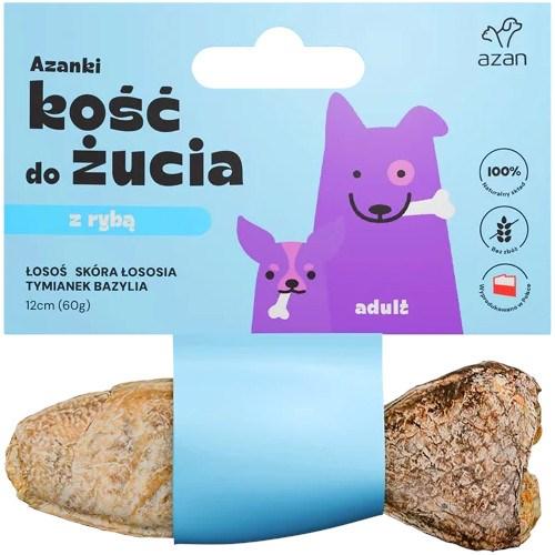 Hundegodbid – AZANKI tyggeben med laks i laksehud, timian & basilikum, 12 cm billede