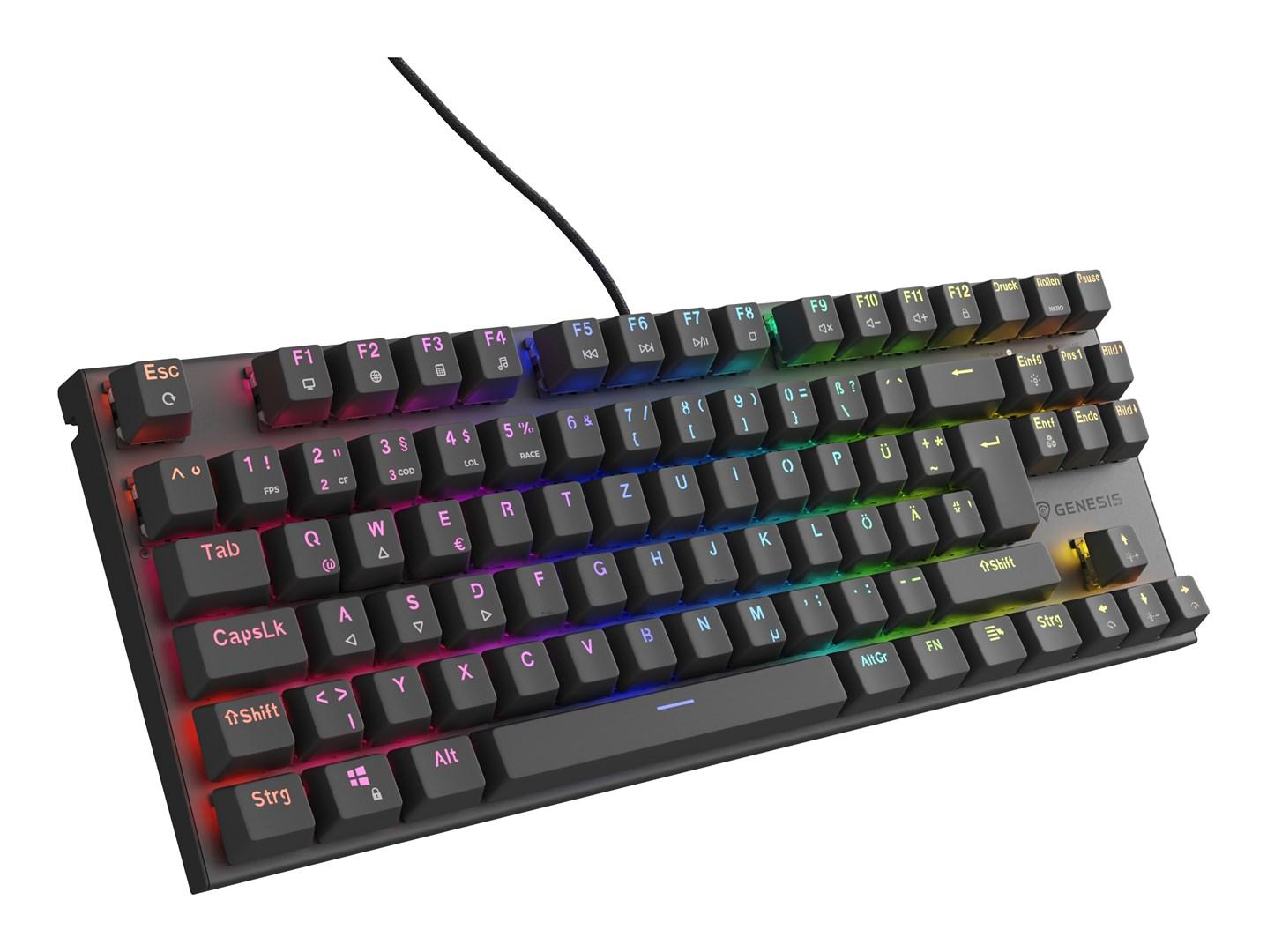 Gaming tastatur GENESIS Thor 303 TKL – mekanisk, RGB, QWERTZ (tysk), sort billede