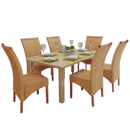 Spisebordsstole 6 stk. naturligt rattan brun