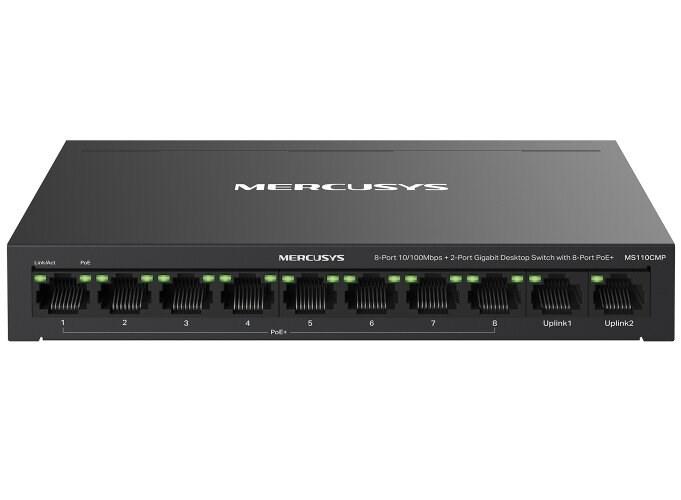 Netværksswitch med PoE - Mercusys MS110CMP, sort billede