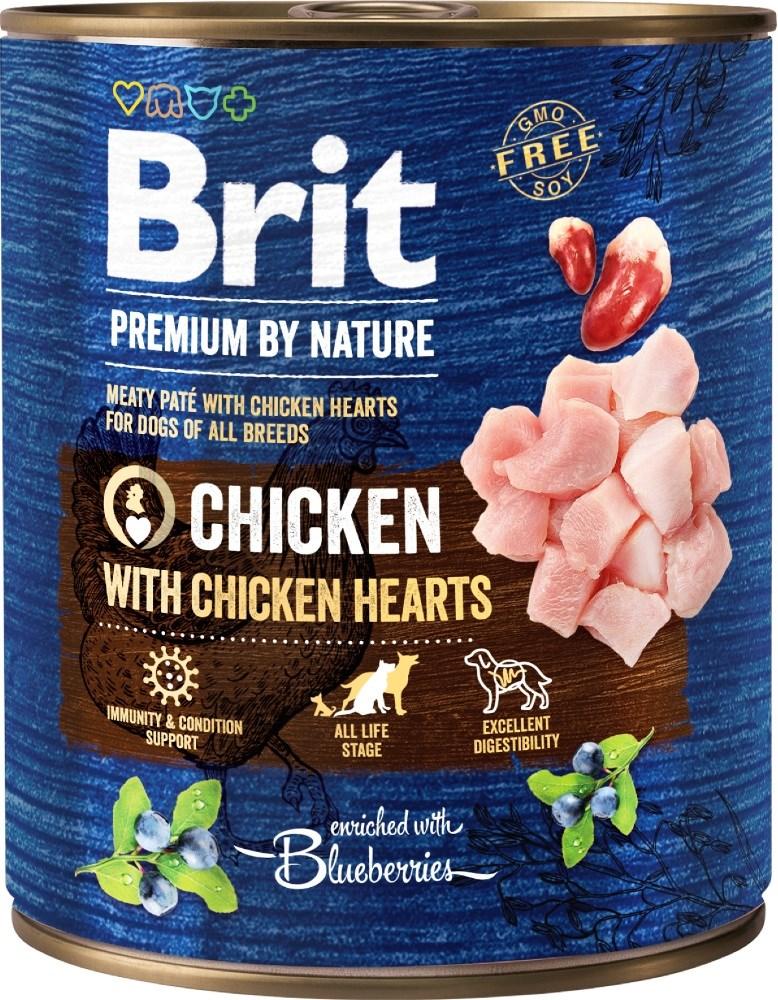 Hundefoder vådfoder Brit Premium by Nature Chicken with Hearts – 800 g billede