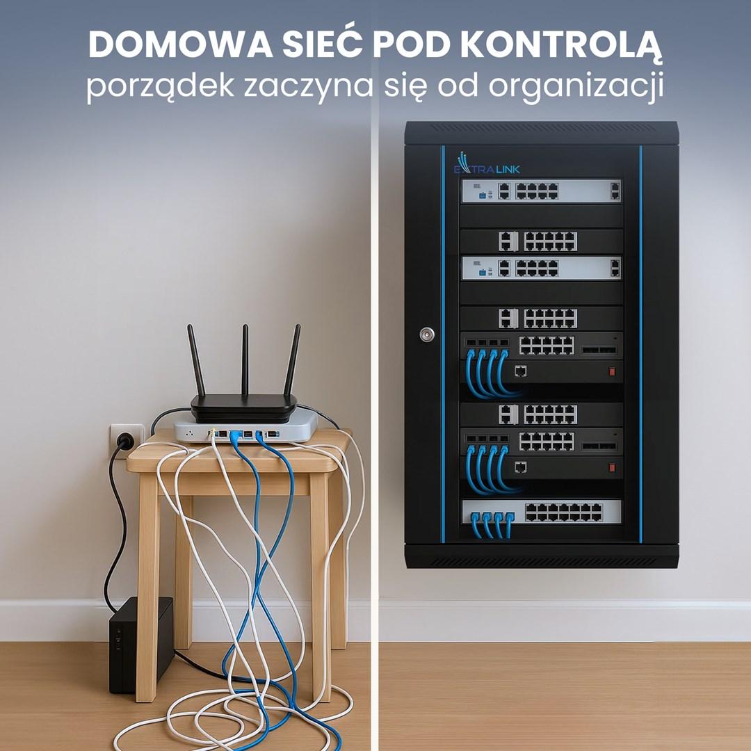Vægmonteret rackskab 18U 600×450 - Extralink, sort billede