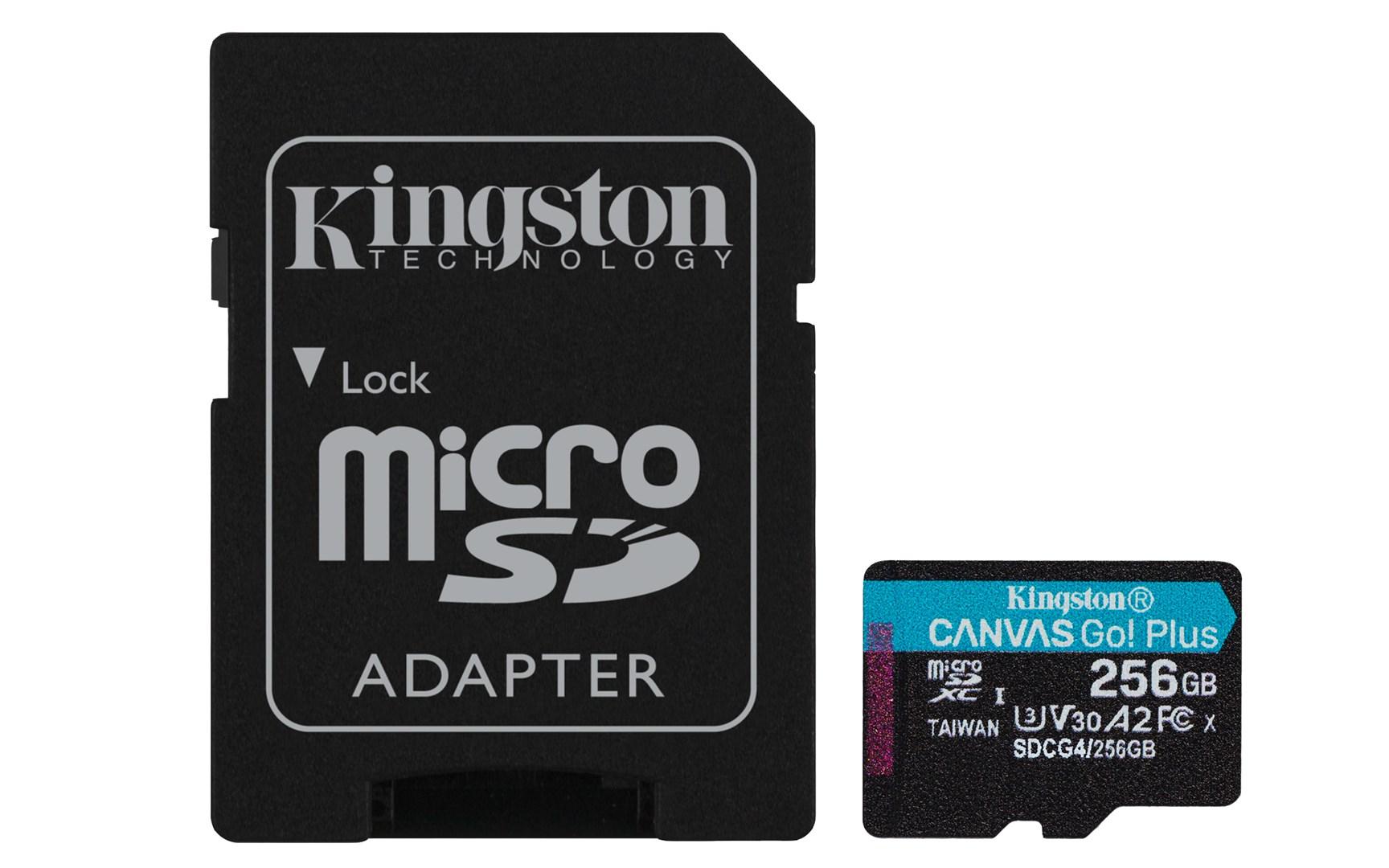 Hukommelseskort microSDXC 256 GB - Kingston Canvas Go Plus Gen4 200 MB/s A2 U3 V30 inkl. adapter