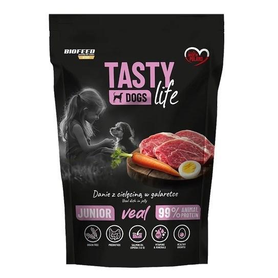 Hundefoder vådfoder BIOFEED Tasty Dogs Life Junior Kalv – 500 g billede