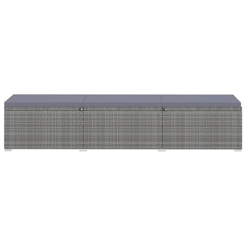 Loungestole med tebord 3 dele polyrattan grå