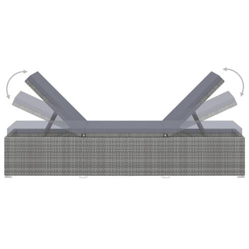 Loungestole med tebord 3 dele polyrattan grå