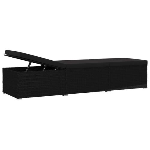 Liggestole med tebord 3 dele polyrattan sort