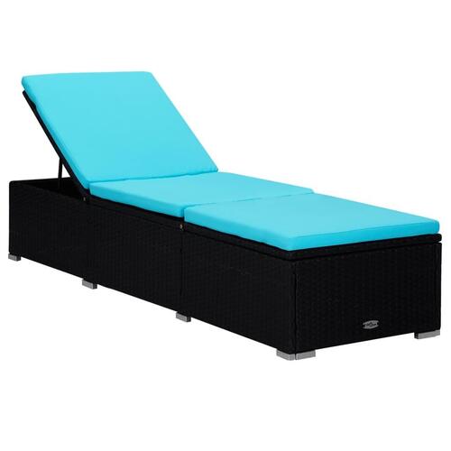 Liggestole med tebord 3 dele polyrattan sort