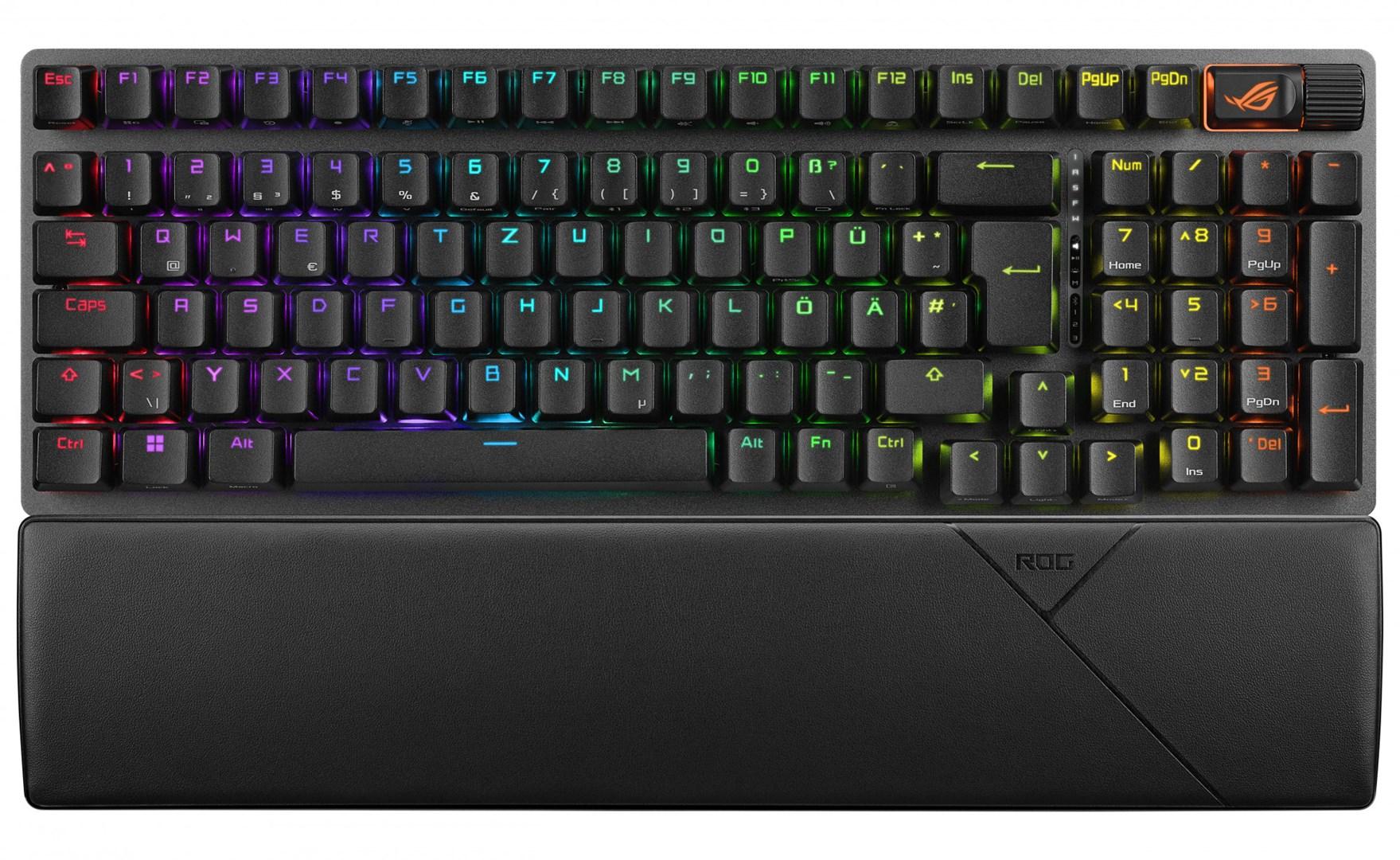Gaming tastatur ASUS ROG Strix Scope II 96 Wireless - USB/RF/Bluetooth, mekanisk, QWERTZ tysk, sort billede
