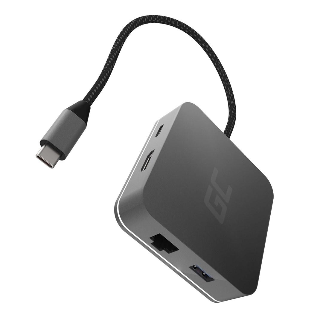 USB-C dock - Green Cell AK61, sølv, 6-i-1 hub billede