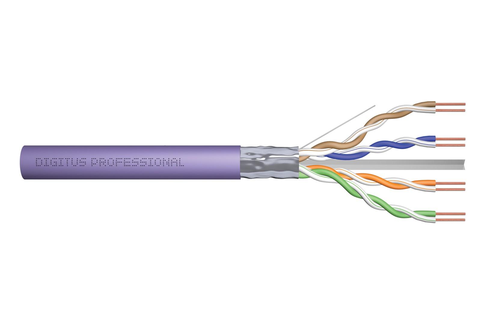 Netværkskabel CAT 6 DIGITUS F/UTP installationskabel 500 m Dca – lilla, LSZH billede