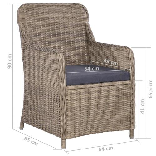 Udendørs spisebordssæt 9 dele polyrattan brun
