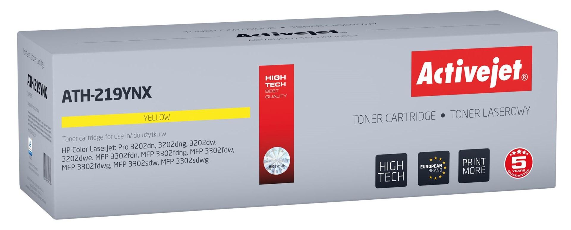 Toner til HP – Activejet ATH-219YNX, gul, erstatter HP 219X W2192X, Supreme, med chip billede