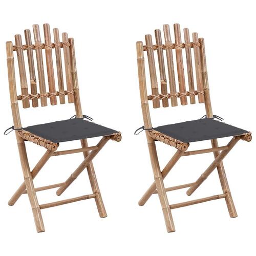 Foldbare havestole 2 stk. med hynder bambus