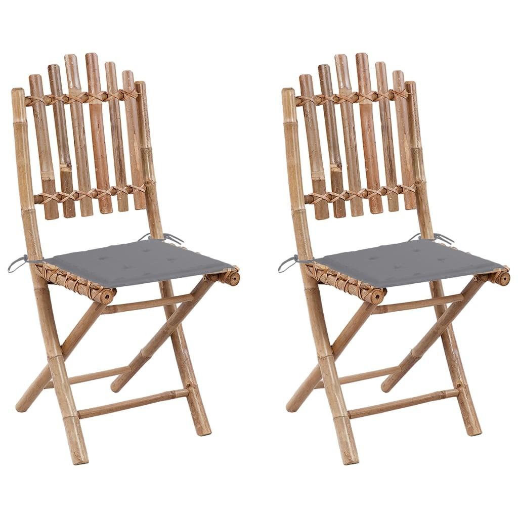 Foldbare havestole 2 stk. med hynder bambus