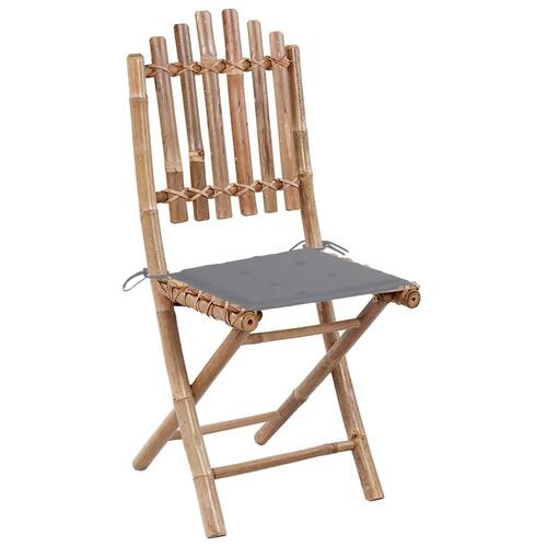 Foldbare havestole 2 stk. med hynder bambus